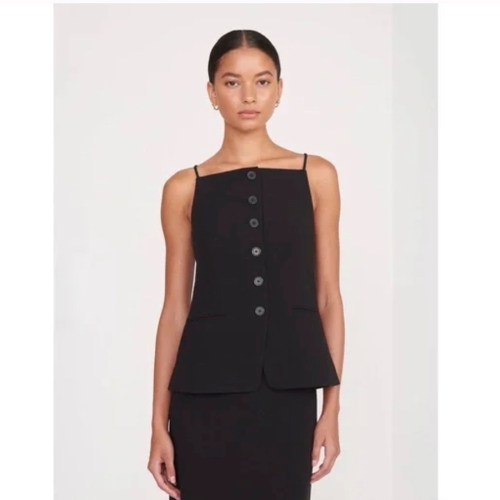 STAUD Una Top / Vest • Size S • Black • NWT (Extra Button Included) - Picture 4 of 10
